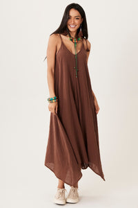 Yacamim C1 Marrakesh Brown 100% Cotton Gauze Long Dress
