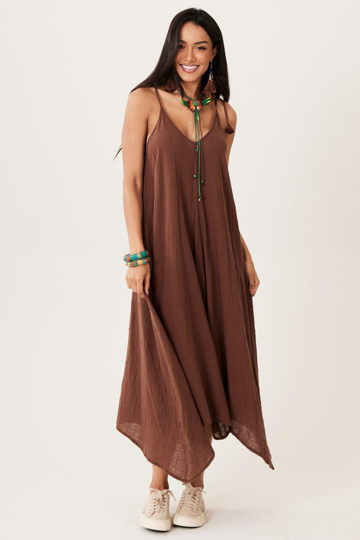 Yacamim C1 Marrakesh Brown 100% Cotton Gauze Long Dress