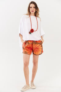 Paraty 100% Cotton Orange Printed Yacamim Shorts R3
