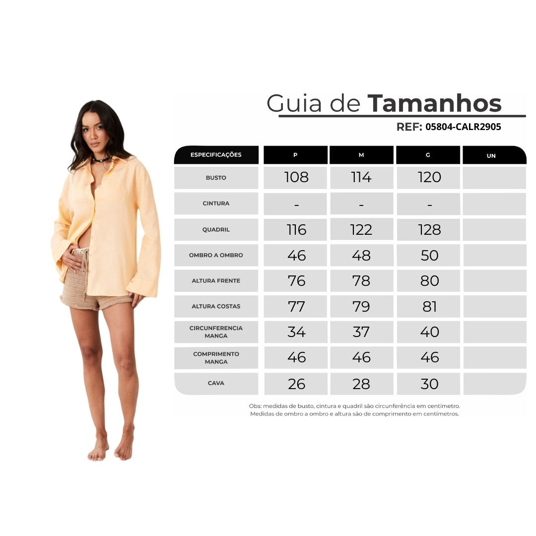 Yacamim A3/4 Light Orange Cambric 100% Linen Shirt