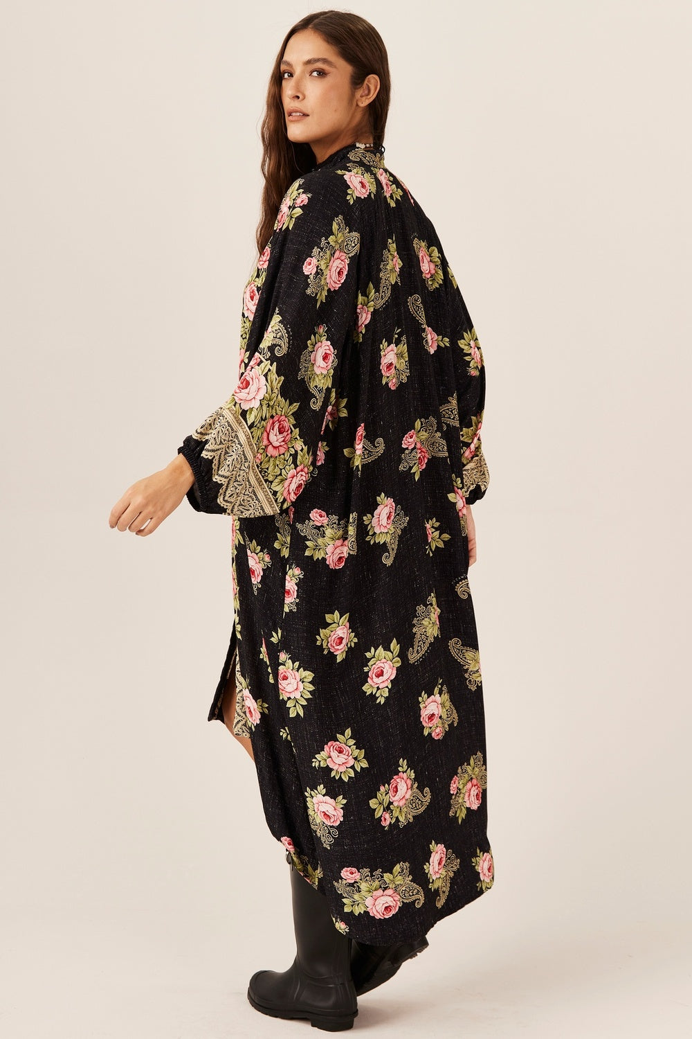 Yacamim Long Black Printed Shirt L5