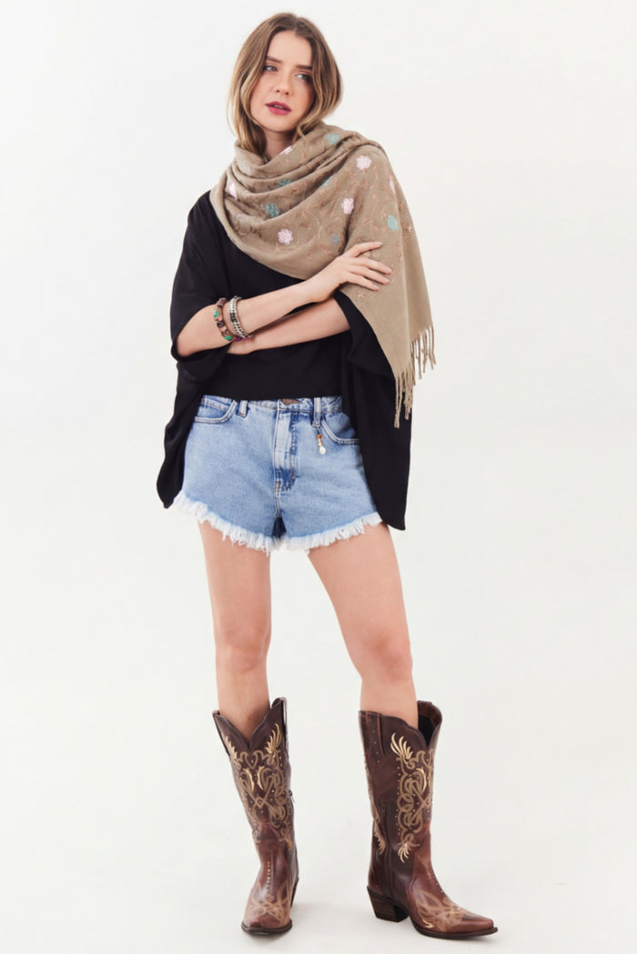 Yacamim Light Brown Cashmere Scarf #883