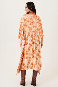 Light Orange Midi Kaftan with Polka Dot Print Yacamim J9