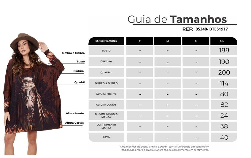 Yacamim S6 Brown Horse Print Wide Tunic with Rhinestones