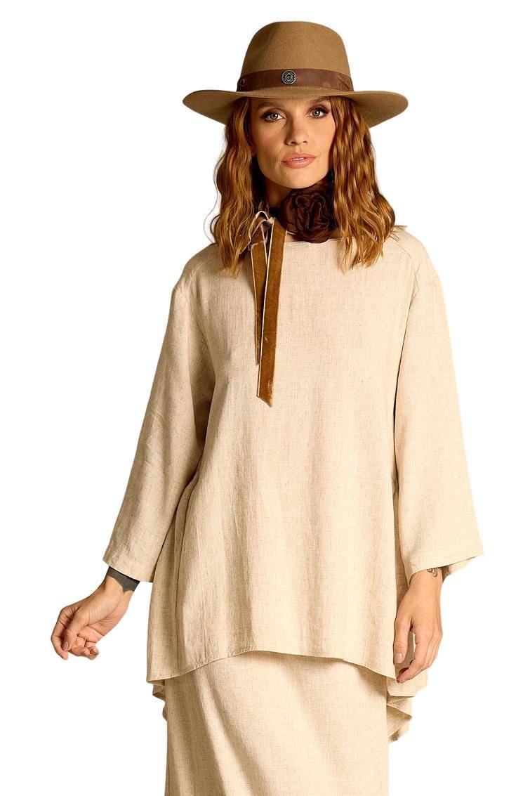 Yacamim Beige Linen Tunic with Points