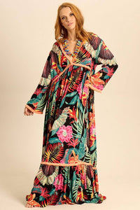 Yacamim Long Floral Print Long Sleeve Dress C9