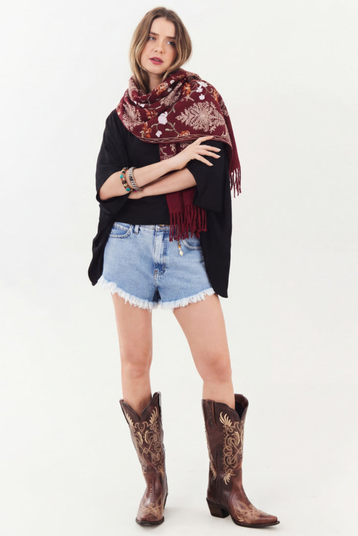 Yacamim Wine Cashmere Scarf #892
