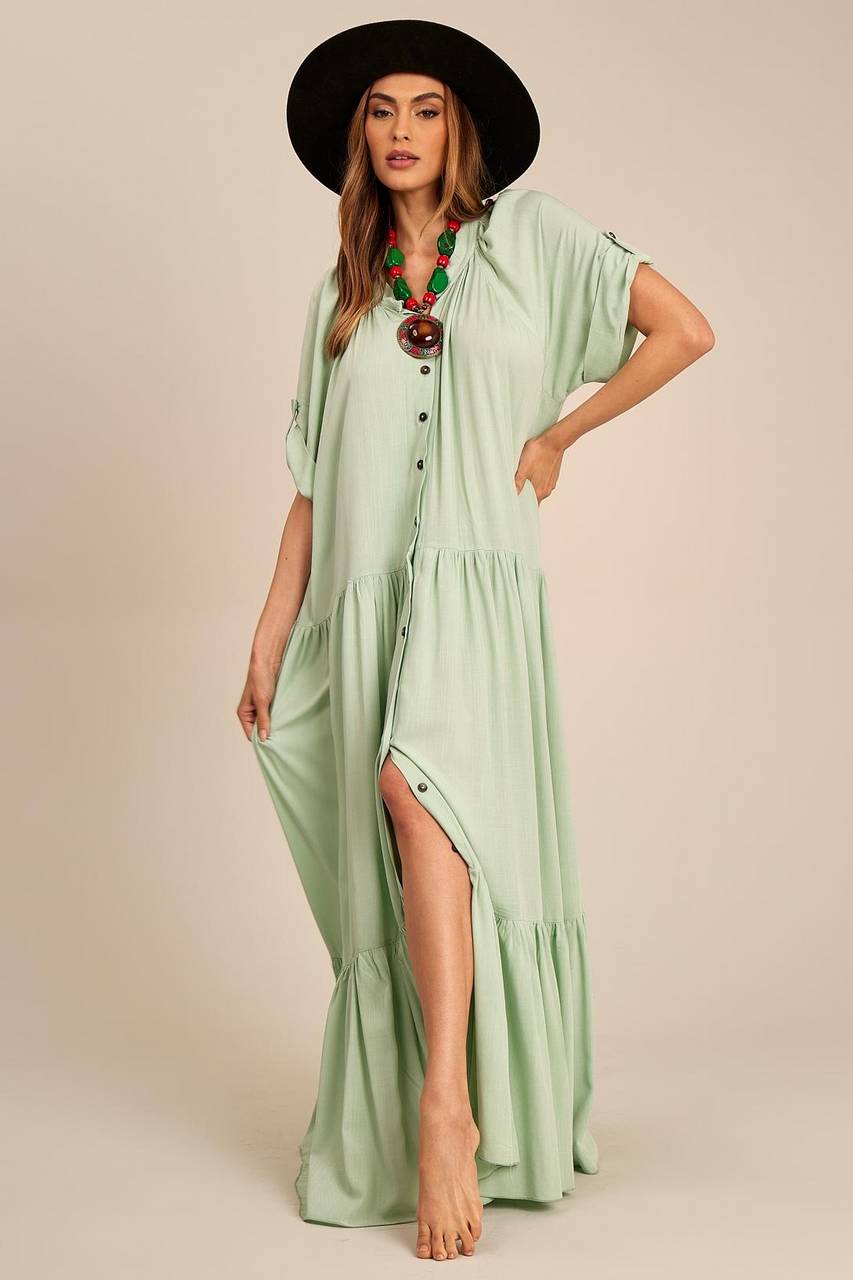 Yacamim Mint Green Long Shirtdress
