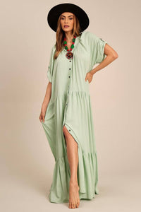 Yacamim Mint Green Long Shirtdress