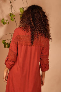 Red Yacamim Mullet Shirt with Lace