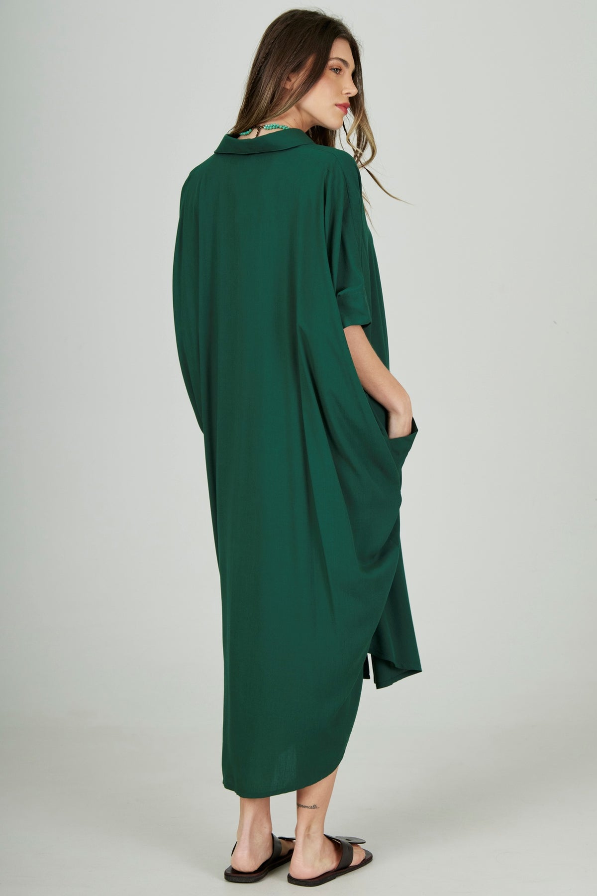 Yacamim Dark Green Midi Shirt L1