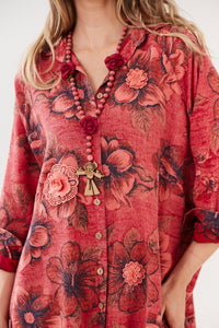 Pink Printed Yacamim Ouro Preto 100% Cotton Chemise R2