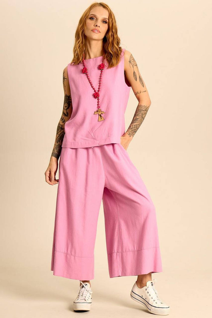 Yacamim A37 Pink Linen Culottes