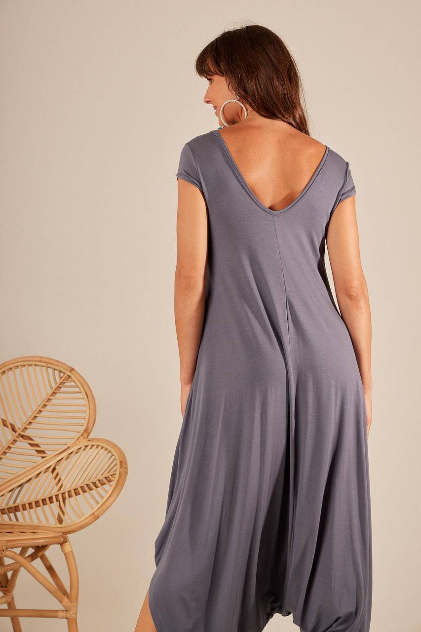 Harem Jumpsuit with Short Sleeves Exclusive Yacamim Print