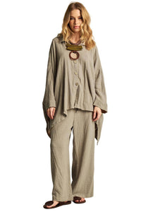 Yacamim Green Wide Leg Pants With Drawstring