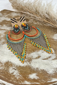Beaded Earring With Yacamim Chains #93