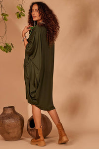 Yacamim Dark Green Loose-Fit Jacket with Pockets