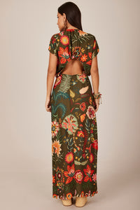 Yacamim Green Printed Long Dress E5
