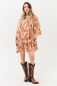 Yacamim E22 Beige Lurex Bardot Mini Dress