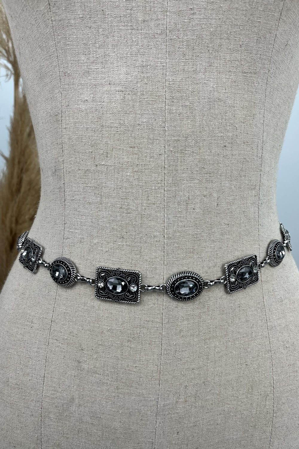 Yacamim Metallic Metal Thin Belt with Stones #213