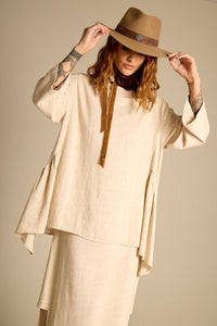 Yacamim Beige Linen Tunic with Points