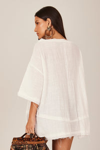 White Yacamim B19 Wide 3/4 Sleeve Blouse