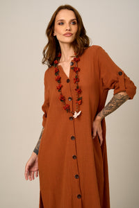 Yacamim E8 Brown Mullet Dress with Side Slits