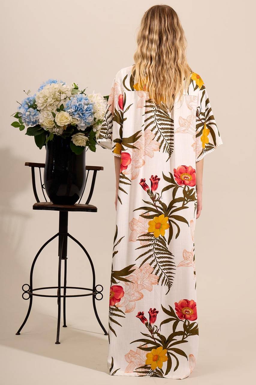Yacamim Long Shirt with Side Slits Printed M3