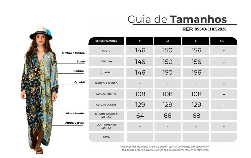Chemise Longo Mullet Azul Estampado Patchwork Yacamim M1