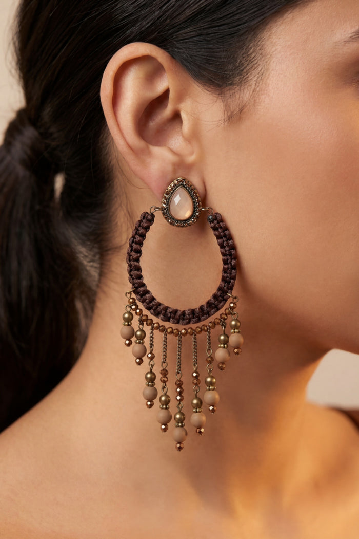 Yacamim Brown Beaded Earrings #851