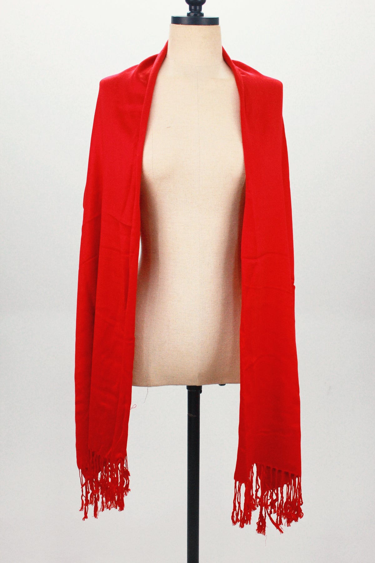 Lenço Pashimina Com Franjas Vermelho Yacamim #469