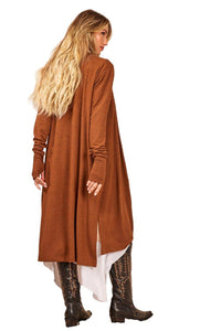 Yacamim Brown Cardigan with Tight Cuffs and Thumbholes