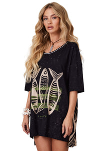 Black Extended T-Shirt "Pira Omomba''e Yacamim Q8 Collection"