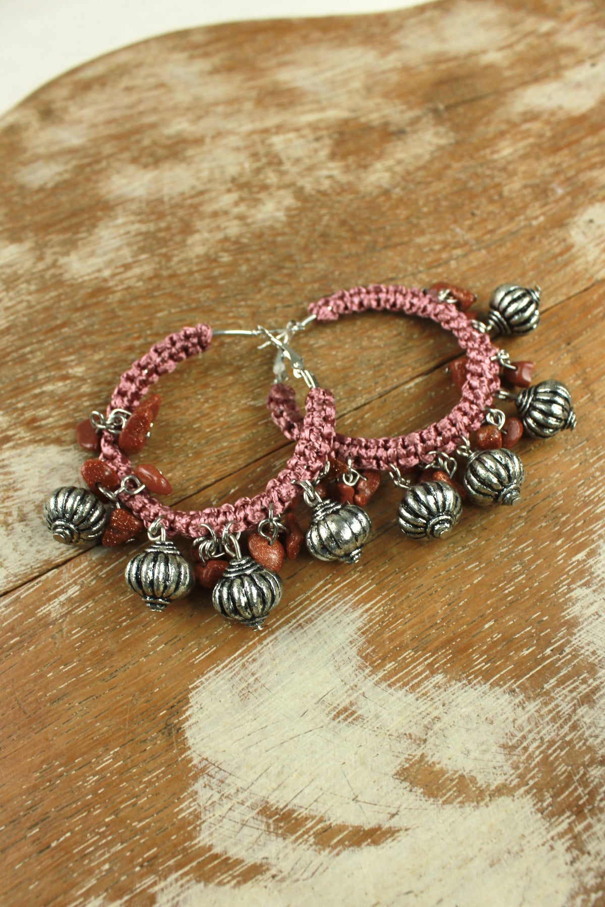 Handmade Macrame Earrings with Metal Details Yacamim #340