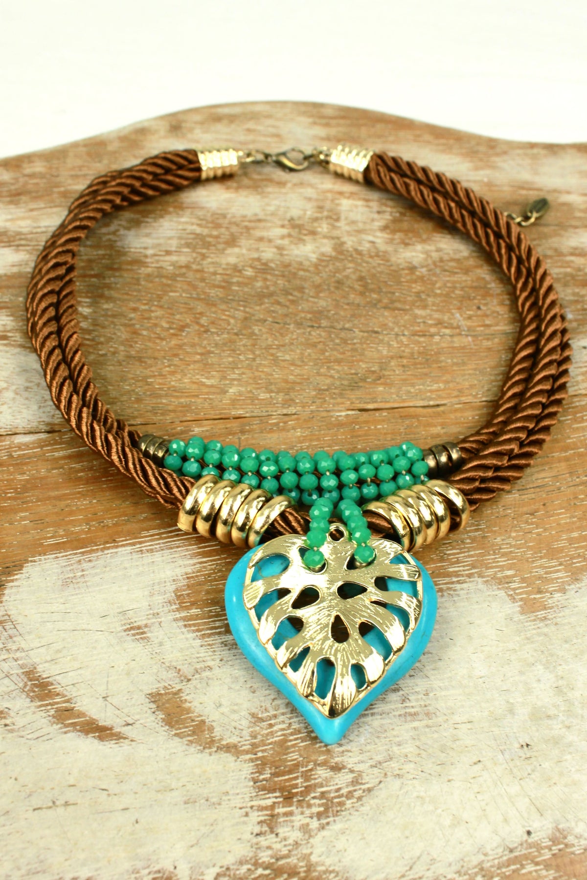 Handmade Necklace with Yacamim Stone Pendants #352