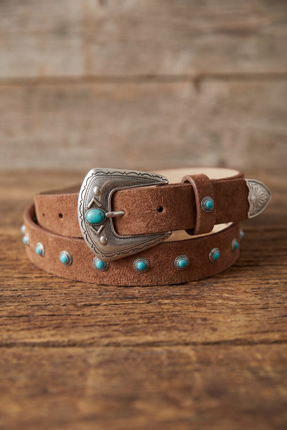 Brown Leather Belt With Metal Buckle Yacamim #986