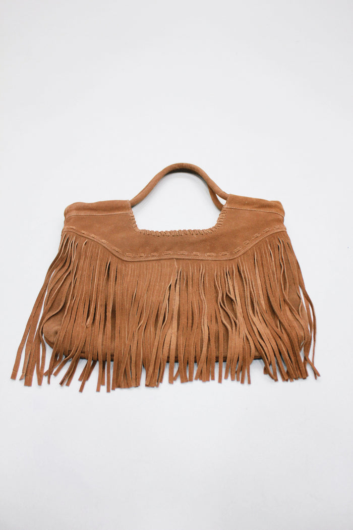 Yacamim Light Brown Medium Leather Bag with Fringes #532
