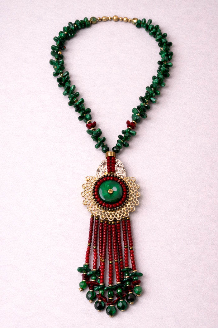 Colar Artesanal Com Pingentes De Pedras Yacamim #1018