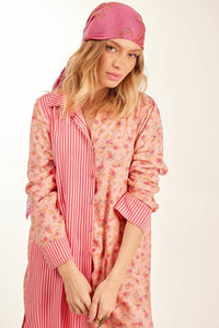 Yacamim Striped Patchwork Pink Chemise