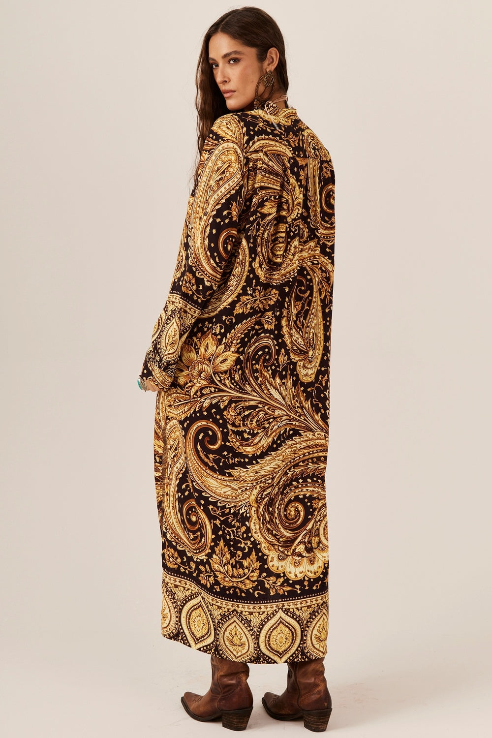 Yacamim P6 Paisley Print Midi Shirtdress