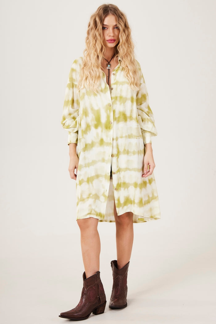 Loose Green Digital Tie Dye Love Print Yacamim Shirt M4