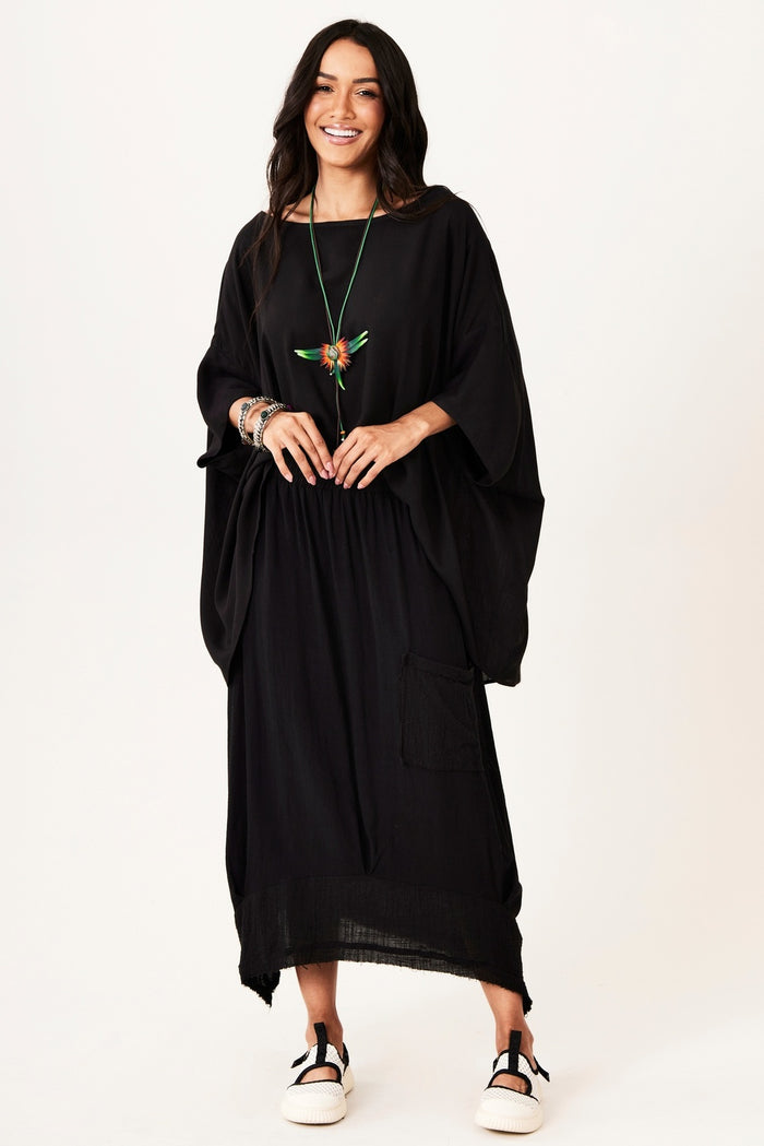 Viscolinho Skirt With Side Pocket Black Yacamim A5