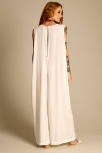 Yacamim White Linen Sleeveless Jumpsuit