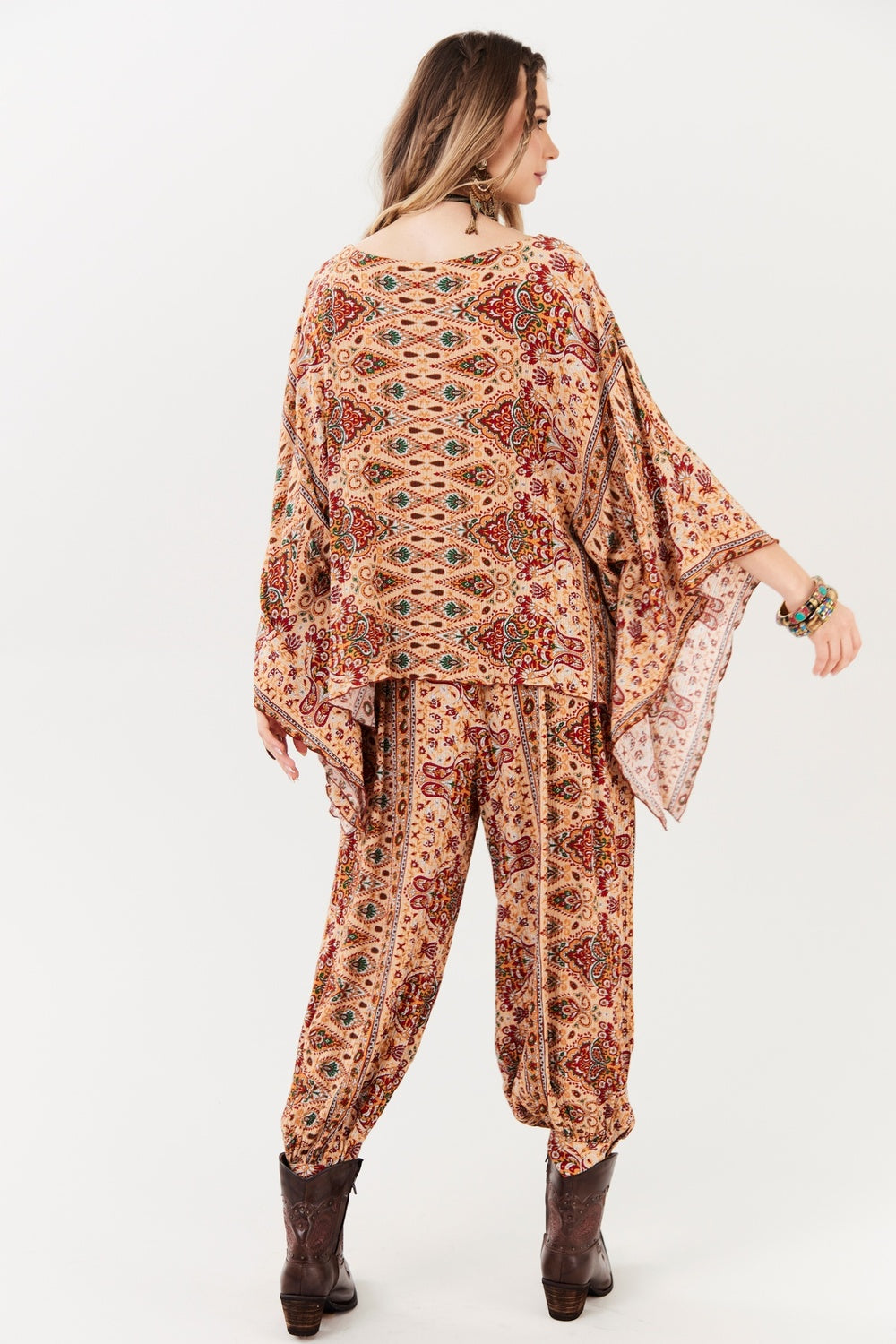 Beige Paisley Print Tunic Yacamim A32