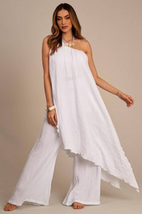 White Yacamim G1 Palazzo Pants with Pockets