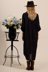Yacamim Black Embroidered Long Chemise