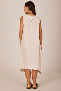 Yacamim D1 Plain Beige Linen Short Tank Dress