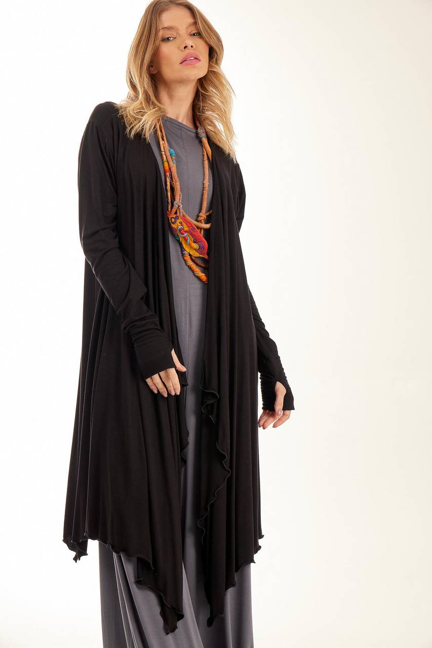 Black Yacamim J8 Asymmetrical Cardigan