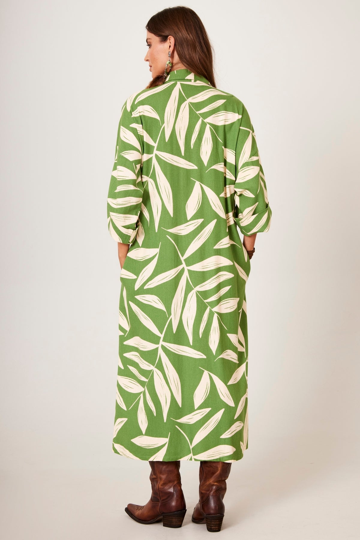 Yacamim Green Printed Midi Shirt P8