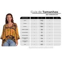 Bata Ampla Com Decote Em Babado Sobreposto Laranja Patchwork Yacamim B25